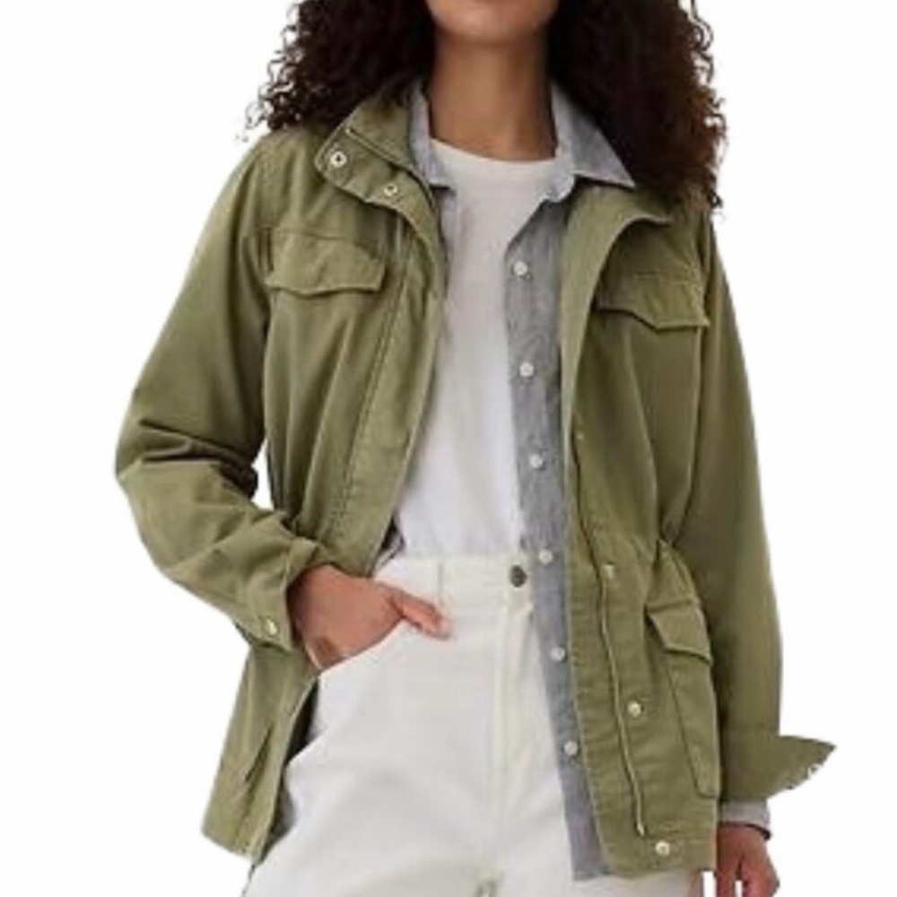Gap Green Utility Jacket Women's XL Full Zip Button Pockets Cotton Casual